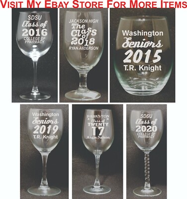 Personalized 10.5oz Black Stem Wine Glass Prom Glasses Custom Engraved  Dance | eBay