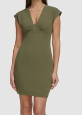 Guess Women's Green Cap-Sleeve Bodycon Dress Size 14