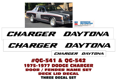 QG-541  QG-542 1975 1977 DODGE CHARGER DAYTONA - DOOR/FENDER DECALS - 3 DECALS