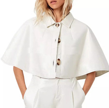 Giacca donna elegante vera pelle bianca fatta a mano pelle trendy mantello pelle