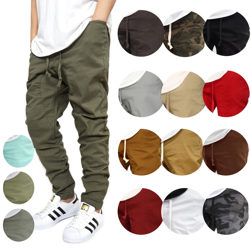 MEN'S TWILL DROP CROTCH JOGGER PANTS SIZE S-5XL VICTORIOUS *18 COLORS BIKER