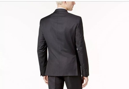DKNY Men’s Slim- Fit Charcoal & Burgundy Pinstripe Suit Jacket SIze 40 Long - Picture 3 of 7