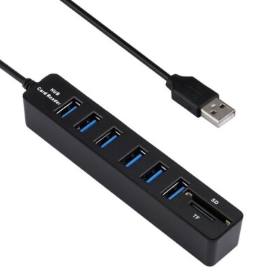 USB HUB 6 Port Adapter mit Micro SD & SD-Kartenleser Laptop Notebook PC Macbook