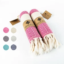 Hencely Turkish Hand Towel Set of 2 -Diamond Kitchen Dish Towels