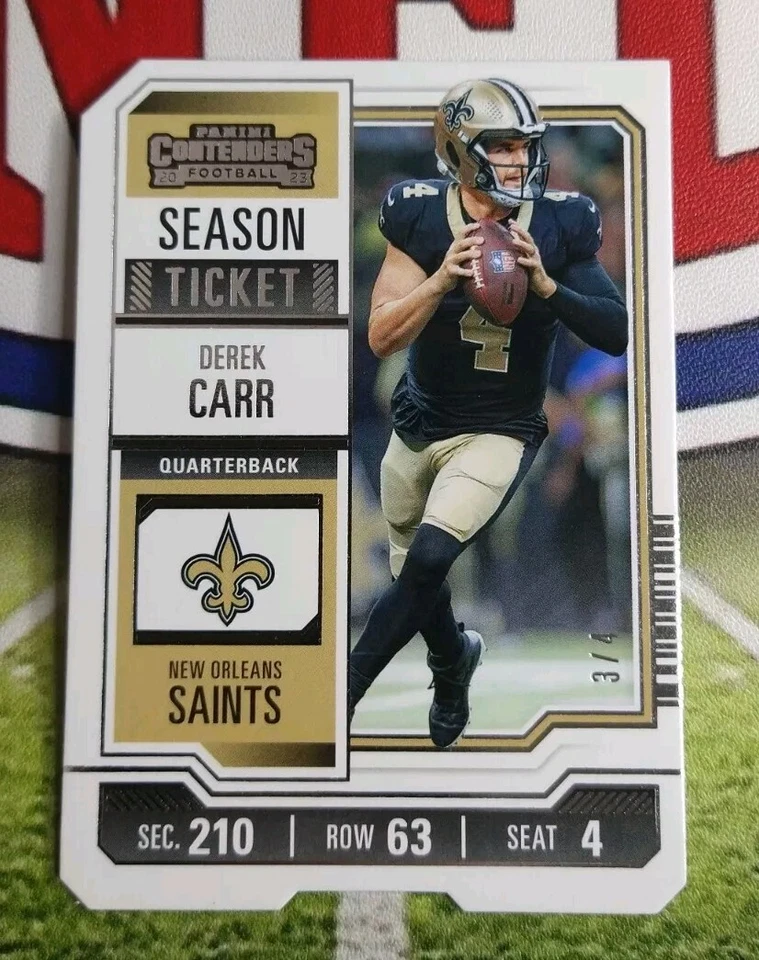 2023 Contenders Derek Carr Season Ticket Stub Parallel #3/4 #72 Saints - Image 3 of 4