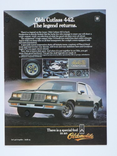 1984 Oldsmobile Cutlass 442 The Legend Returns Vintage Original Print Ad 8.5x11" - Picture 9 of 12