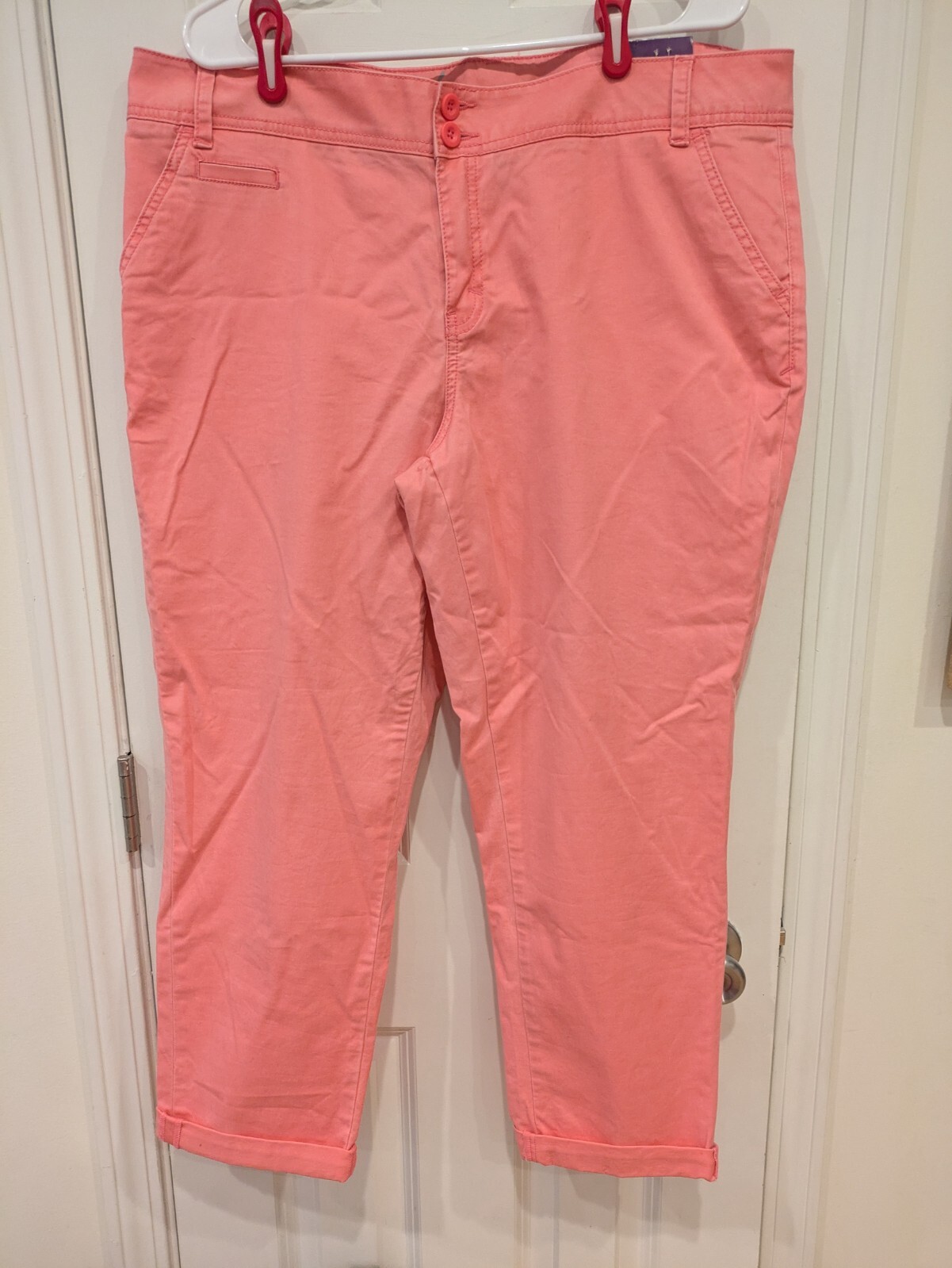 Lane Bryant Women's Weekend Chino Ankle Pants Size 18 Coral NWT NEW