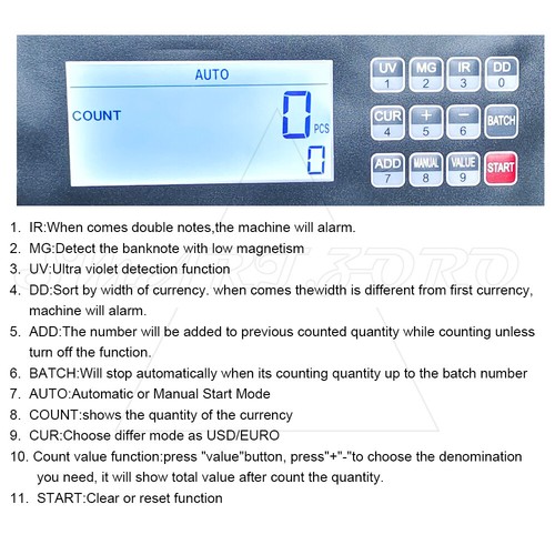 Automatic Bill Counter Money Cash Counter Machine Notes Counting Machine New - Picture 9 of 12