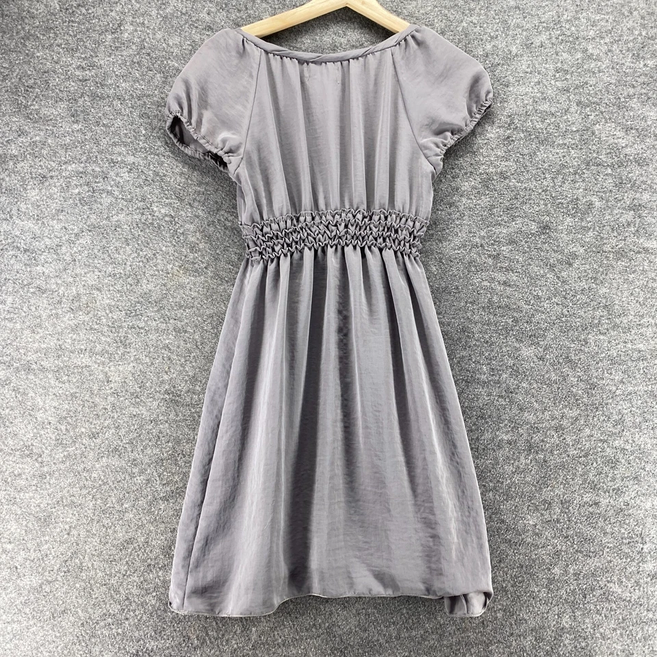 Max Studio Kleid Damen XS grau Etui Midi Gummibund Kurzarm gefüttert - Bild 2 von 4