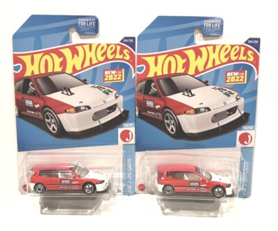 Set of 2- Hot wheels Honda Civic Custom Red #204 204/250 2022 HW J