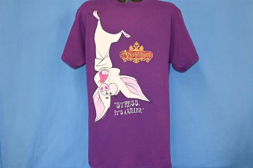vtg 90s ANASTASIA BAT STRESS IT'S A KILLER PURPLE BURGER KING t-shirt LARGE L - Image 2 of 4