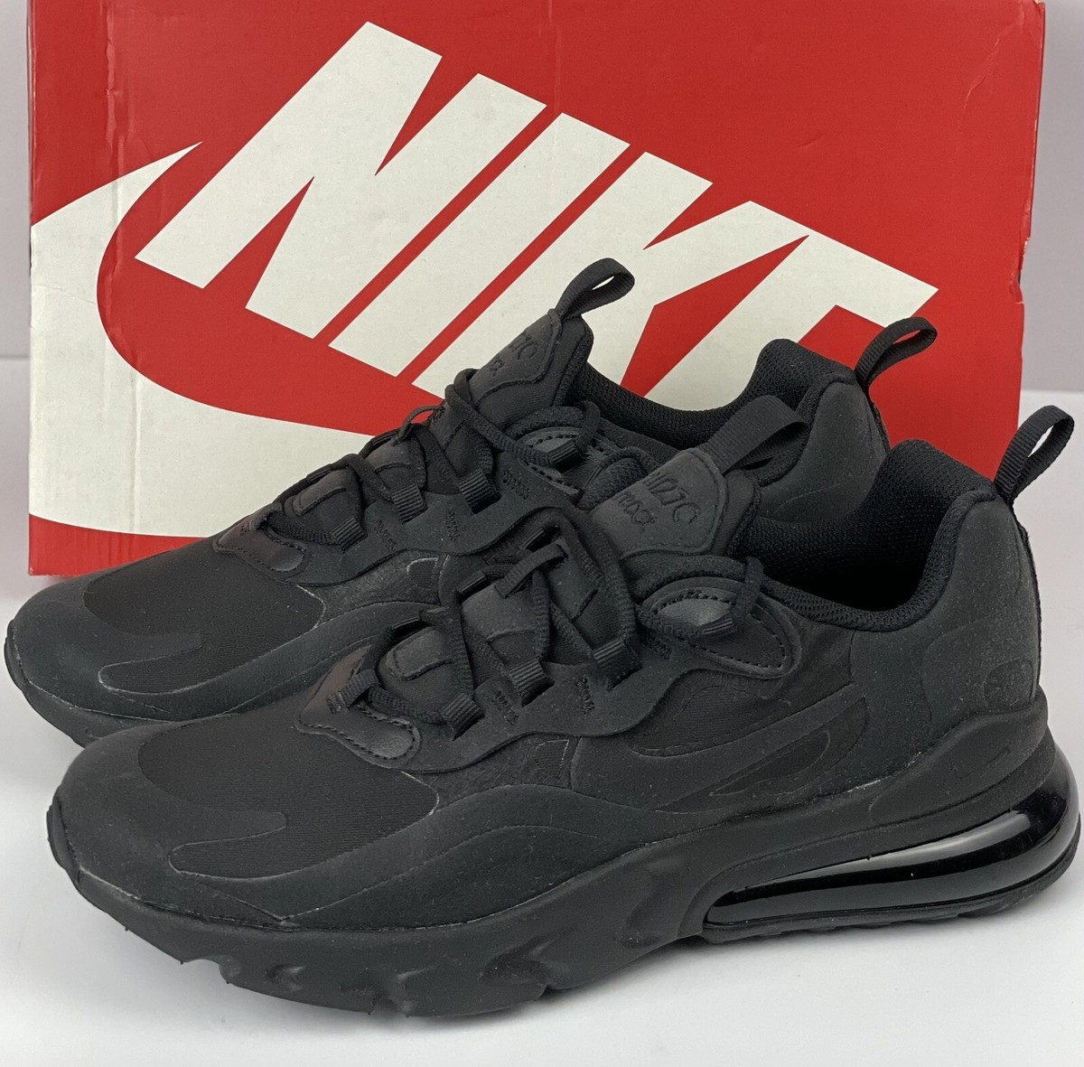 Nike Air Max 270 React ‘Triple Black’ BQ0103-004 Sneakers Shoes Size 7Y