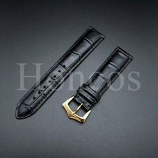 20 MM Fits for Patek Philippe Black Genuine Leather Watch Strap Band Custom Gold