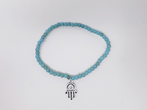 Turquoise Beaded Infinity Chain Ankle Charm Bracelet - New - Picture 2 of 2