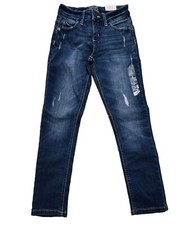 Justice Super Skinny Jeans Girls 8 Blue Distressed NWT