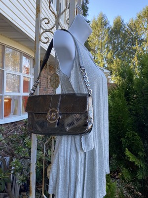 pewter leather handbag