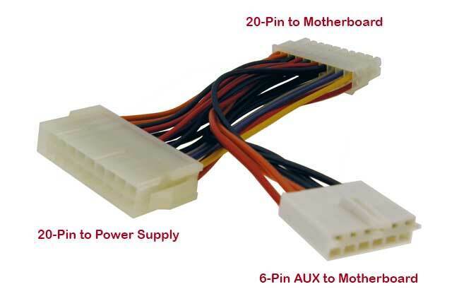 AUX Motherboard AUX ATX 6 20-Pin to Dell ATX 20-Pin & AUX 6-Pin Cable
