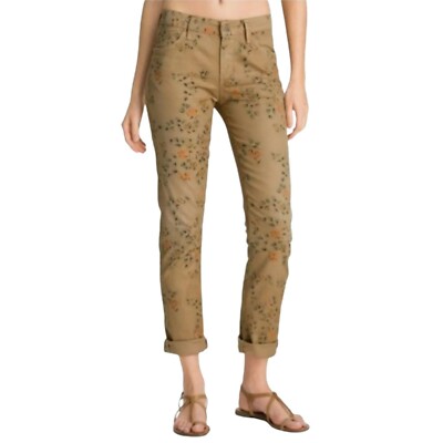CITIZENS OF HUMANITY Jean Mandy High Waist Retro Slim Roll Up Floral Print Brown