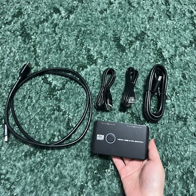 4K KVM Switch HDMI 2 Port Box, USB HDMI Switches for 2 Computers Share 