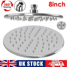 8'' Fixed Shower Head Round Swivel Ball High Pressure Overhead Rainfall Chrome