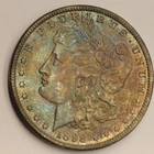 1898 O Morgan Silver Dollar UNC BU Toning Rainbow Choice Bu CLEAN CHEEK