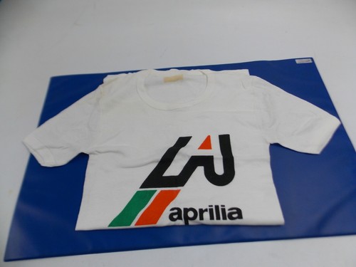 1980's APRILIA T-SHIRT WHITE COLOR SIZE M MOTOCROSS MOTO RC ETX RSV - Picture 2 of 2