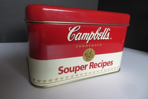 VINTAGE CAMPBELL'S® Soup SOUPER RECIPES TIN Empty Recipe Card Box - NO Recipes - Picture 4 of 12