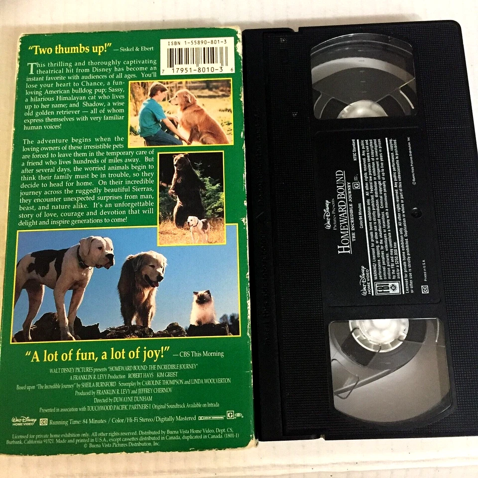 Homeward Bound Disney VHS tape Ships Same Day With Tracking — 第 2/2 张图片