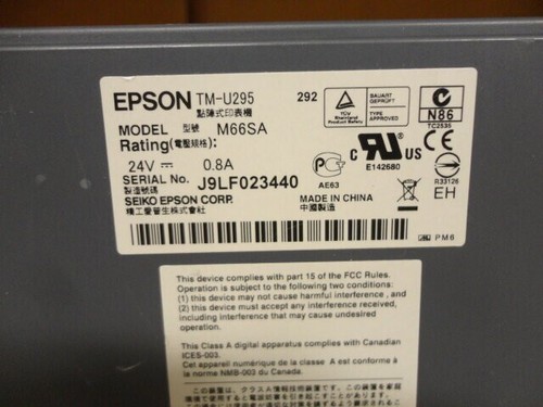 EPSON TM-U295 MATRIX SLIP BON PRINTER - M66SA BLACK SERIAL RS232 - Imagen 3 de 3