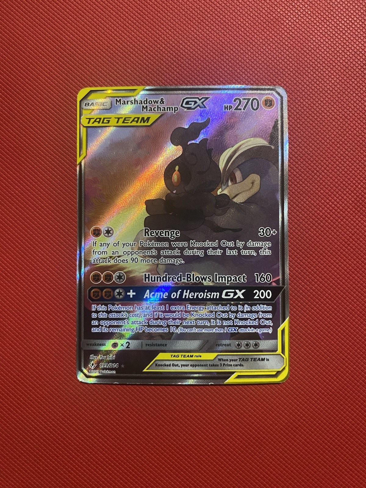 Marshadow & Machamp GX Alternate Art 199/214 Sm-Unbroken Bonds Pokemon Card TCG