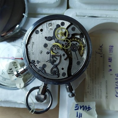 Vintage Slava Split Second Stopwatch Pocket Chronograph Full Set Карманные часы