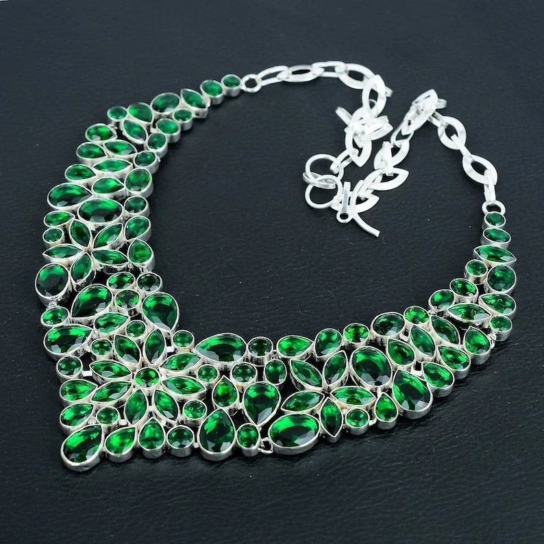 Green Peridot Gemstone Handmade 925 Sterling Silver Jewelry Necklace 18" - Image 4 of 4