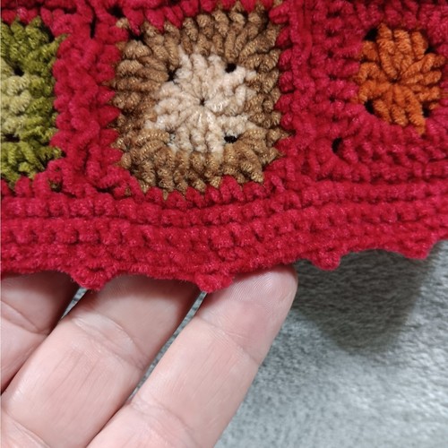 Storybook Heirlooms Granny Square Tie Front Cardigan Girl's Size 8 Red retro - Picture 4 of 11