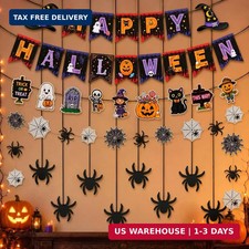 Spooky Happy Halloween Banner Sets Decorations Indoor Party Supply Set