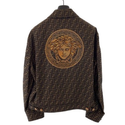 フェンダーチェ FENDACE ジャケット FENDI FENDACE Zucca pattern Versace jacket Brown polyester
