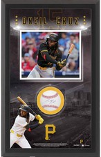 Béisbol autografiado enmarcado de los piratas de Pittsburgh Oniel Cruz con collage Shadowbox