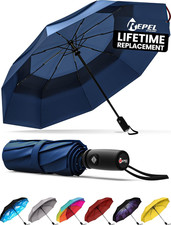 REPEL Windproof Travel Umbrella - Compact  Withstands Winds up to 85MPH , Stron