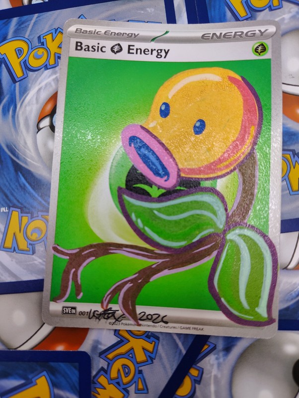 ACEO by FoxFootCrafts / UrocyonFox - Pokemon Bellsprout Acrylic Paint Original