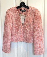 NWT J Crew size 10 pink collarless lady jacket in Italian tweed CI657