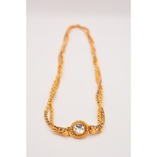 Vintage Statement Chain Belt 32" Gold Rhinestone Crystal Sparkling Cocktail Chic