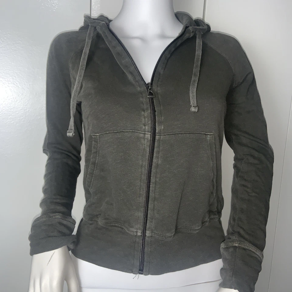 Sudadera con Capucha Estándar James Perse Para Mujer Talla 1 Pequeña Marrón Cremallera Completa Algodón Supima Foto 2 de 4