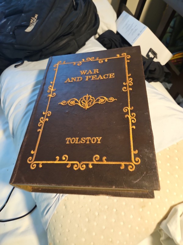War and Peace Hidden Lined Wooden Book Case