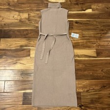 Charles Henry Turtleneck Sleeveless Rib Sweater Dress Beige Brown Size Medium