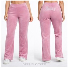 Juicy Couture Pink Velour Rhinestone Logo Track Pants Womens XL Y2K Lounge