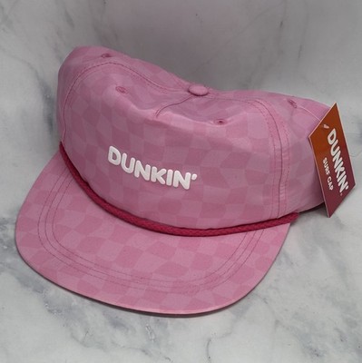 Snapback Dunkin Baseball Hat PINK Checkered New *FREE GIFT W/PURCHASE*