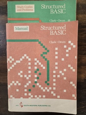 Structured BASIC Maual and Study Guide 1983 paperbacks - GOOD Condition
