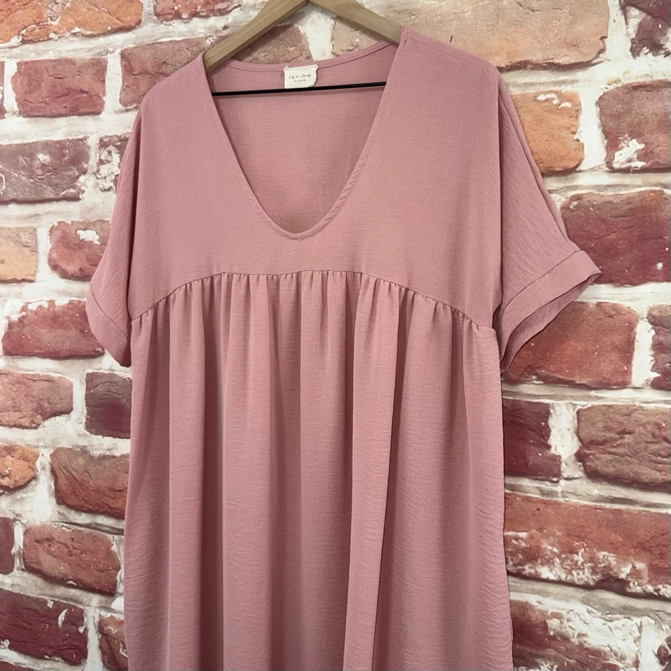 Vestido Line Up 143 Story Mujer Pequeño Rosa Informal Carrera Popover Mangas Cortas Foto 4 de 4