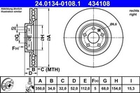 1 X Bremsscheibe ATE 24.0134-0108.1 FüR Porsche Macan