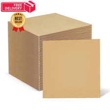 50 Corrugated Cardboard Sheets - 12x12 Inches Flat Card Board Inserts brown