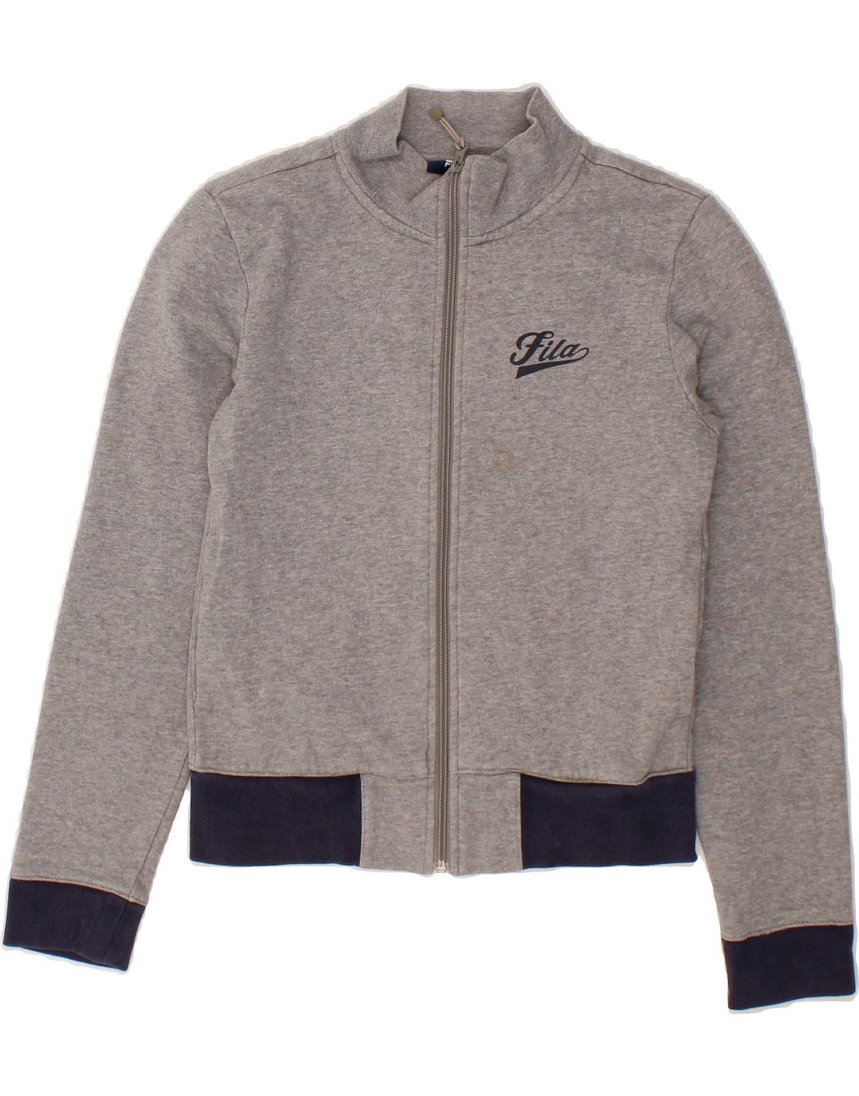 FILA tuta donna top giacca UK 8 piccola grigio colorblock cotone BW27